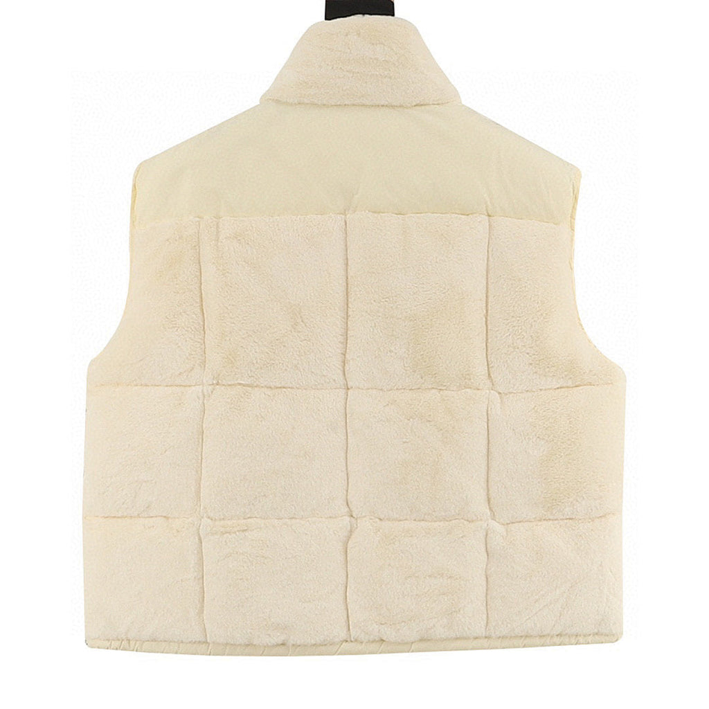 Moncler Arques Women's Box-Quilted Down Vest - Ivory - back view