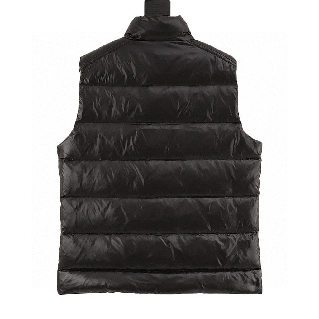 Moncler Contrast-Lined Glossy Down Vest - Black and Lime - back view
