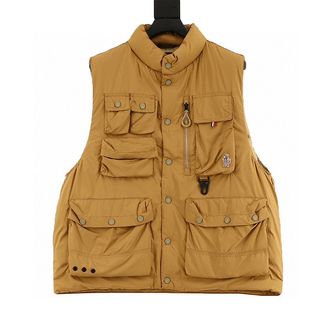 Moncler Grenoble Tongass Multi-Pocket Down Vest - Ochre - front view