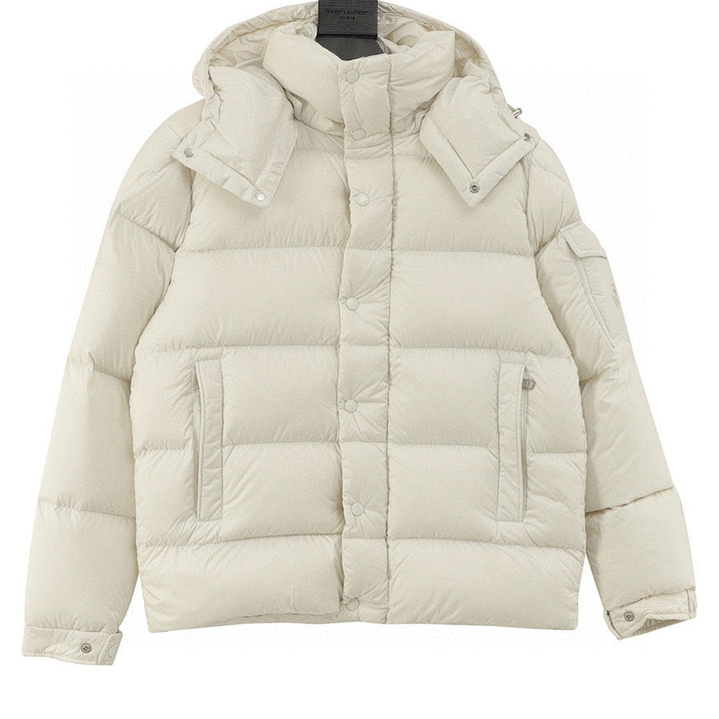 Moncler Maya Matte Hooded Down Jacket - Ivory - front view