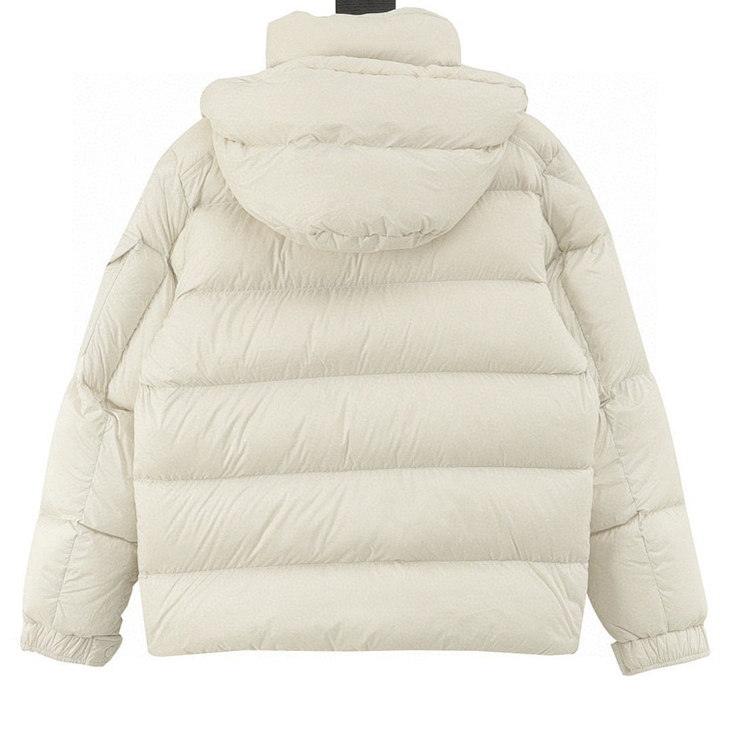 Moncler Maya Matte Hooded Down Jacket - Ivory - back view