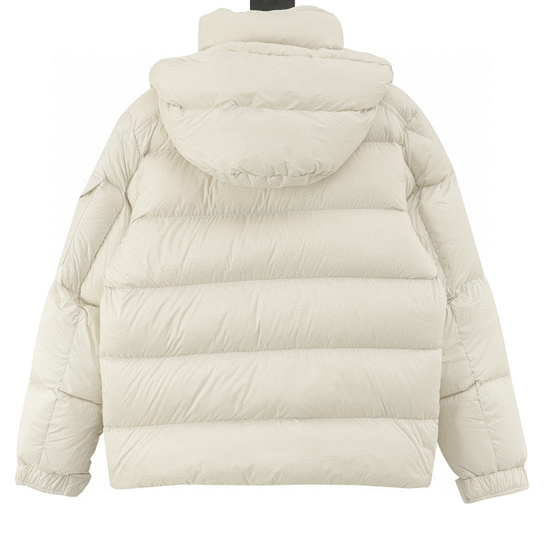 Moncler Maya Matte Hooded Down Jacket - Ivory - back view