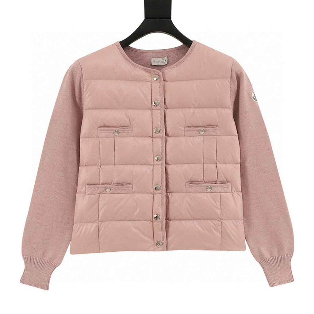 Moncler Quilted-Front Button Cardigan - Dusty Pink - front view
