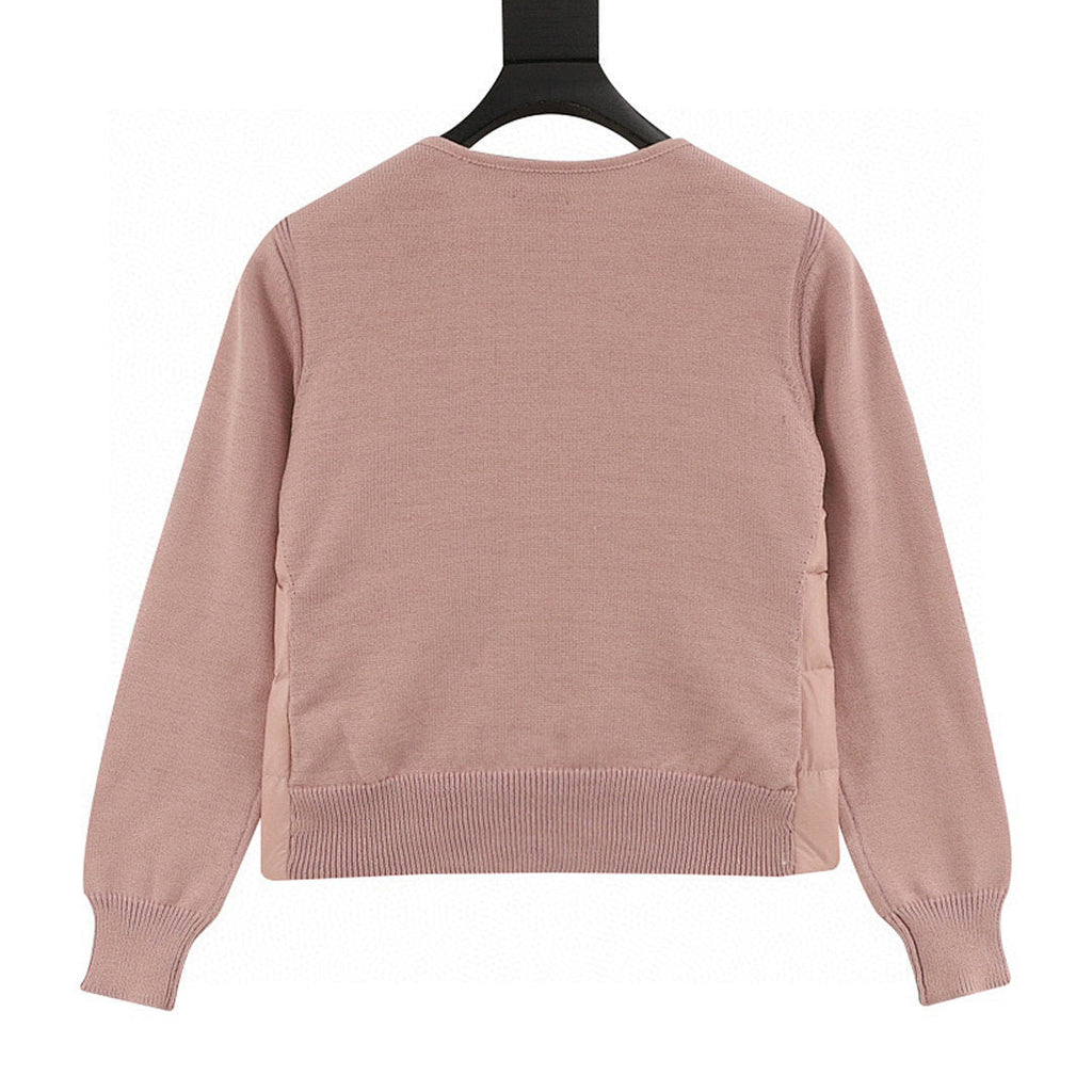 Moncler Quilted-Front Button Cardigan - Dusty Pink - back view