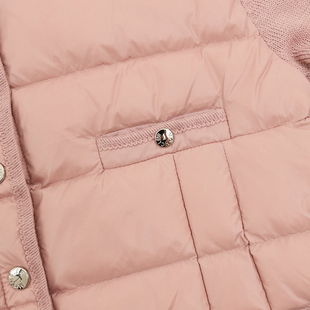 Moncler Quilted-Front Button Cardigan - Dusty Pink - detail 2