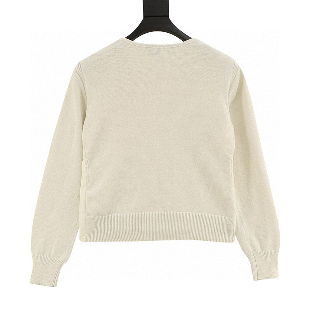 Moncler Quilted-Front Button Cardigan - Ivory - back view