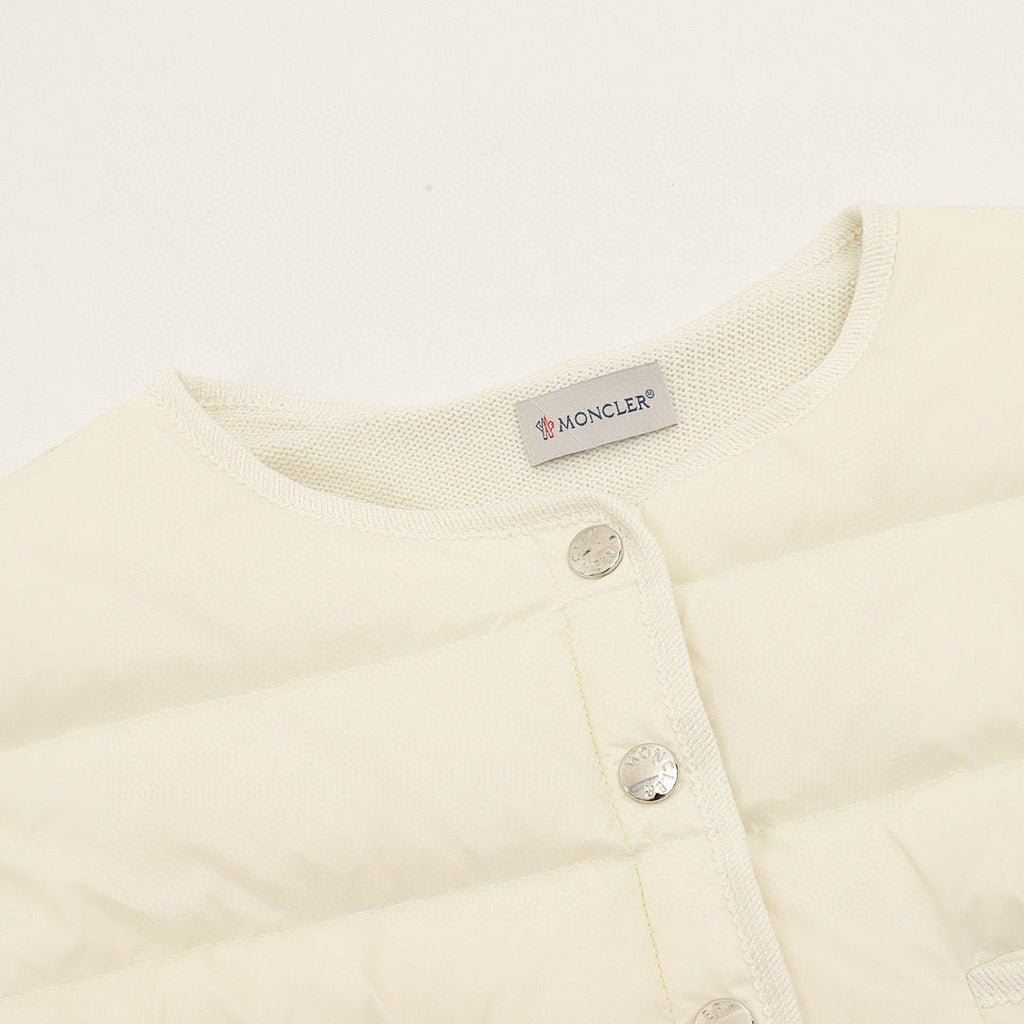 Moncler Quilted-Front Button Cardigan - Ivory - detail 1