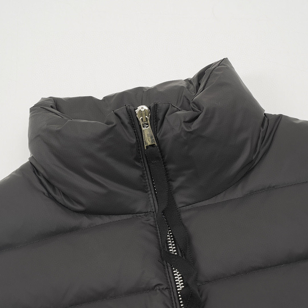 Moncler Stand-Collar Knit-Sleeve Padded Jacket - Black - detail 1