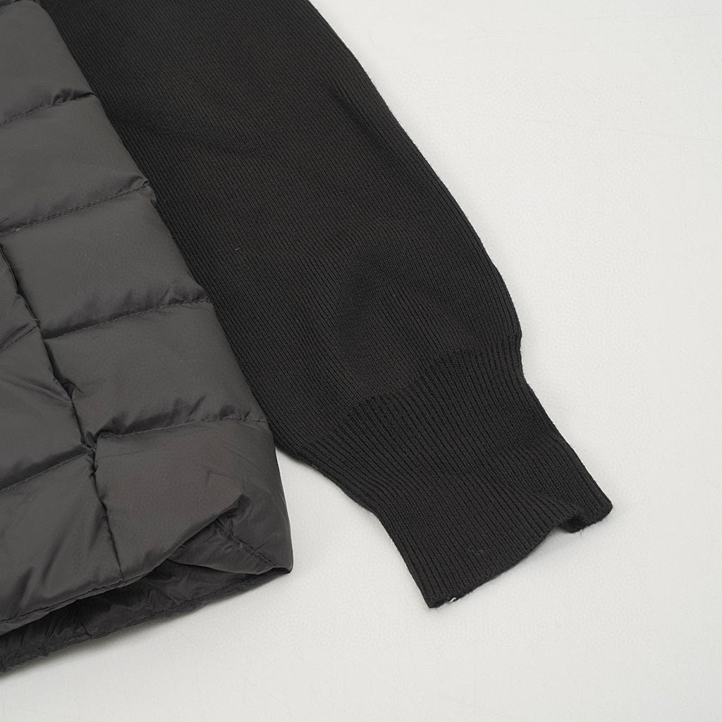 Moncler Stand-Collar Knit-Sleeve Padded Jacket - Black - detail 2