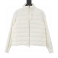 Moncler Stand-Collar Knit-Sleeve Padded Jacket - Ivory - front view