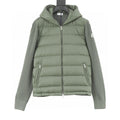 Moncler Hooded Quilted-Front Zip Cardigan - Sage Green - front view