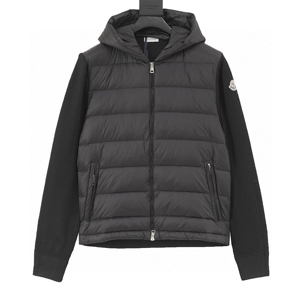 Moncler Hooded Quilted-Front Zip Cardigan - Black - front view