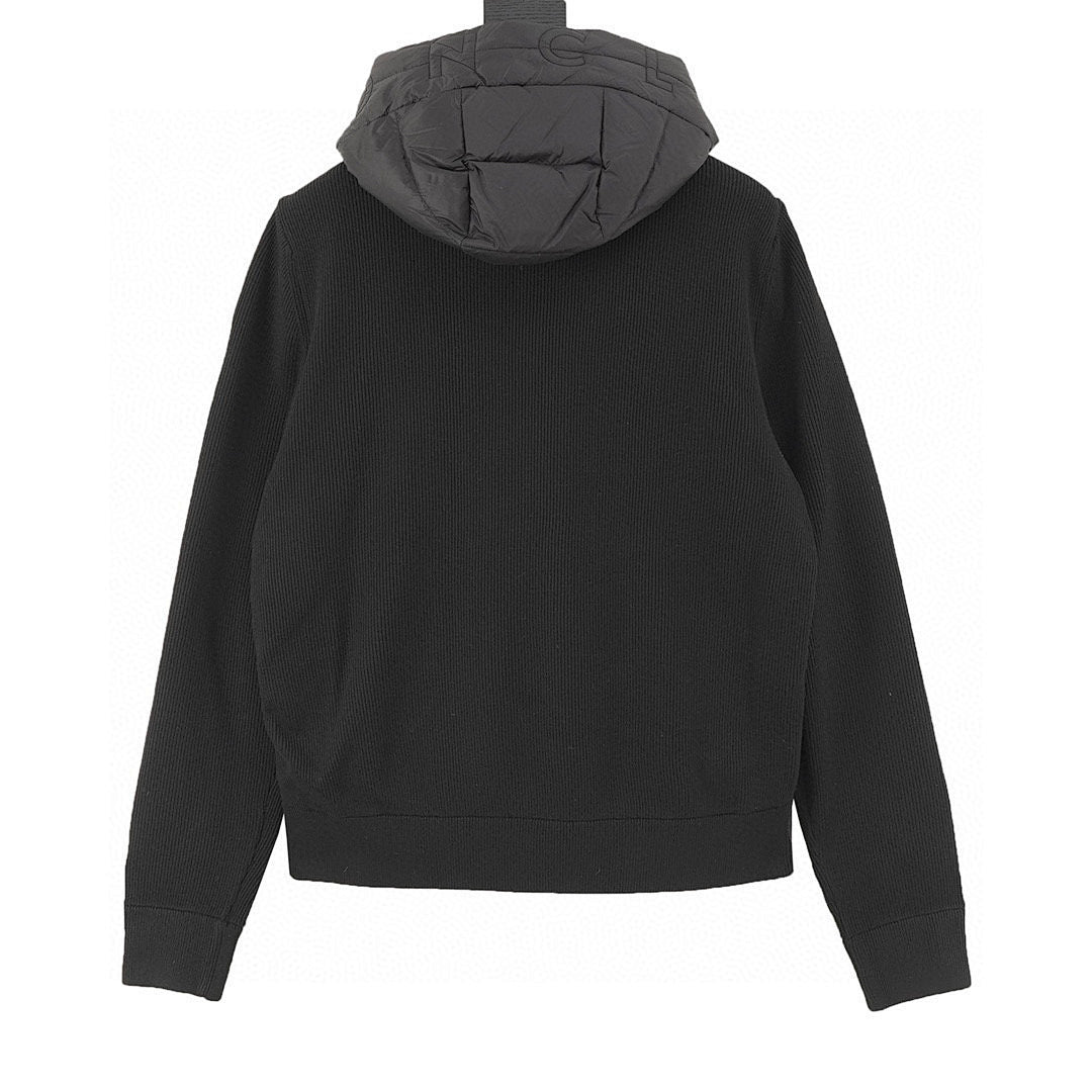 Moncler Hooded Quilted-Front Zip Cardigan - Black - back view