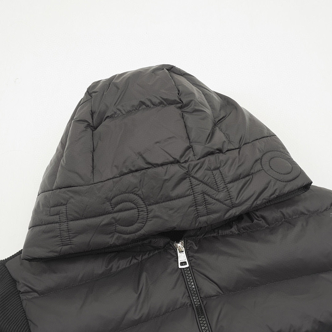 Moncler Hooded Quilted-Front Zip Cardigan - Black - detail 1