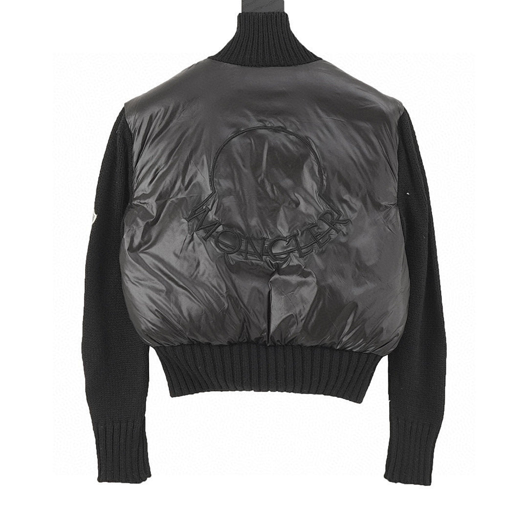 Moncler Padded Knit-Sleeve Bomber Jacket - Black - back view