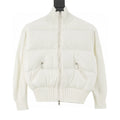 Moncler Padded Knit-Sleeve Bomber Jacket - Ivory - front view