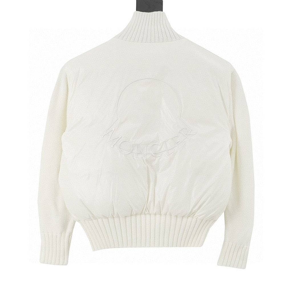 Moncler Padded Knit-Sleeve Bomber Jacket - Ivory - back view