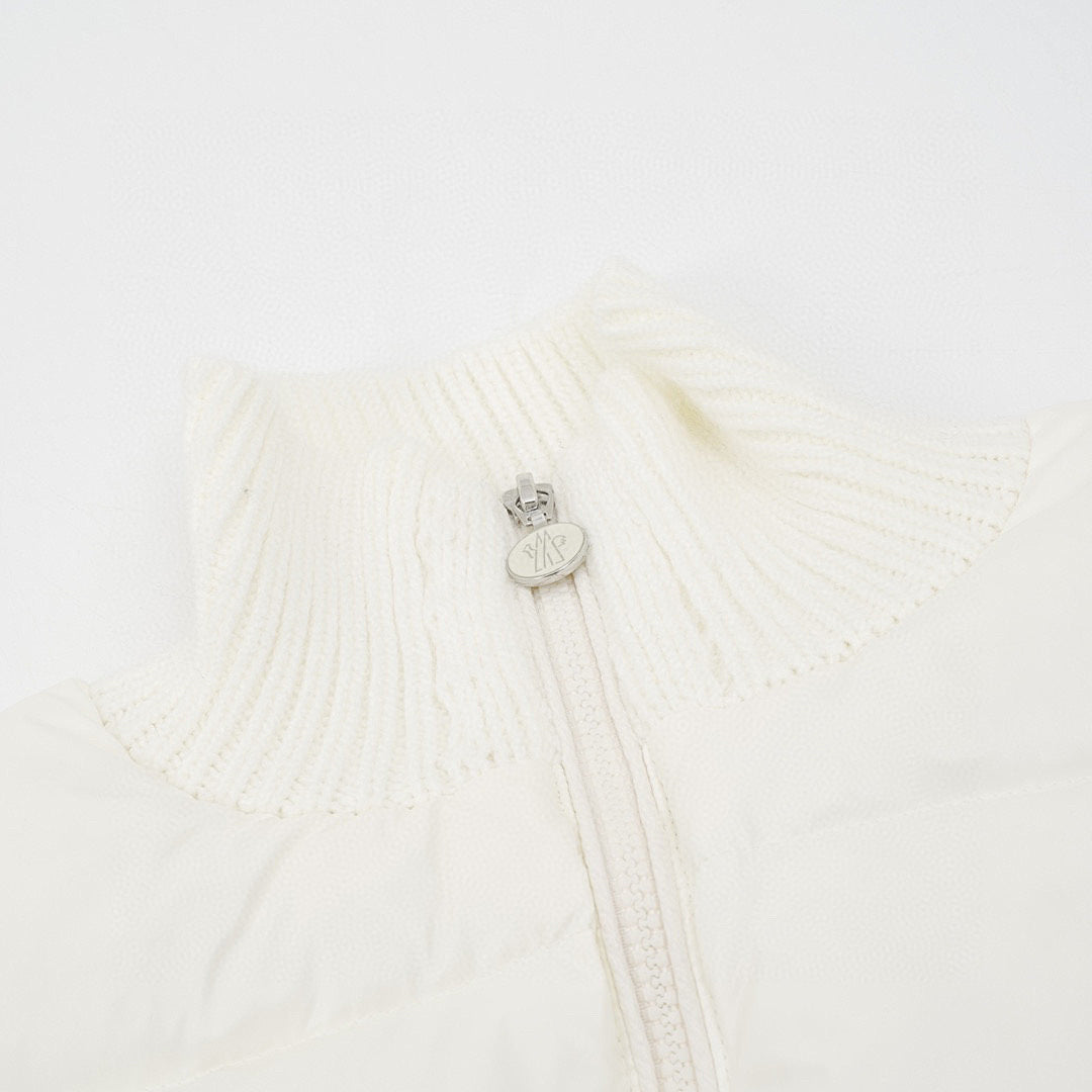Moncler Padded Knit-Sleeve Bomber Jacket - Ivory - detail 1