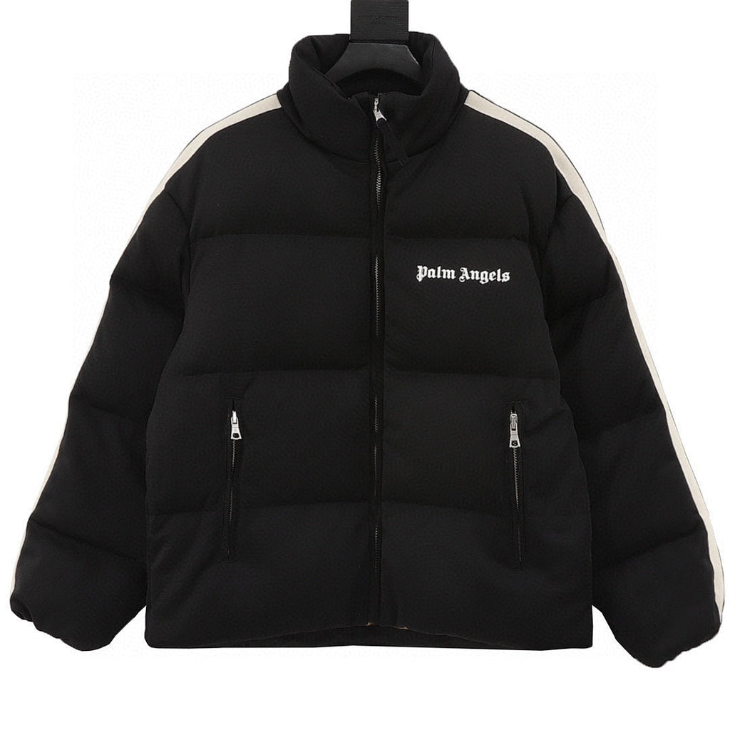 Moncler Palm Angels Striped-Sleeve Down Jacket - Black - front view