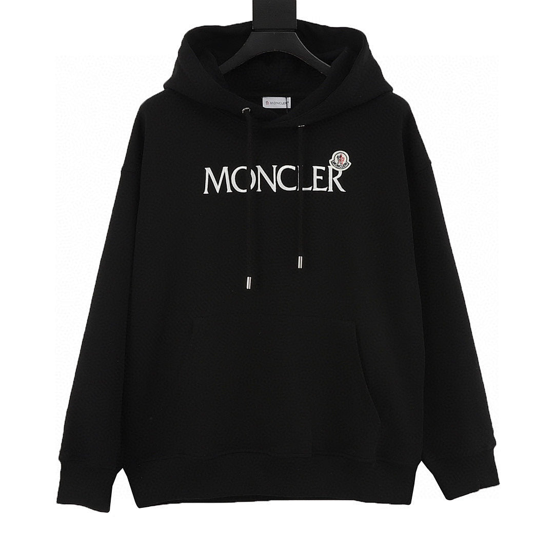 Moncler Chest-Logo Pullover Hoodie - Black - front view