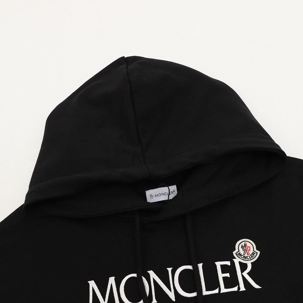 Moncler Chest-Logo Pullover Hoodie - Black - detail 1