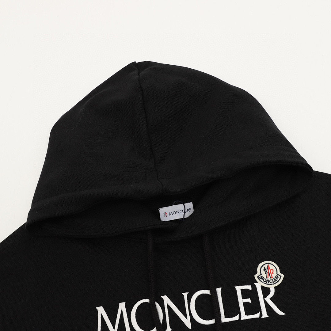 Moncler Chest-Logo Pullover Hoodie - Black - detail 1