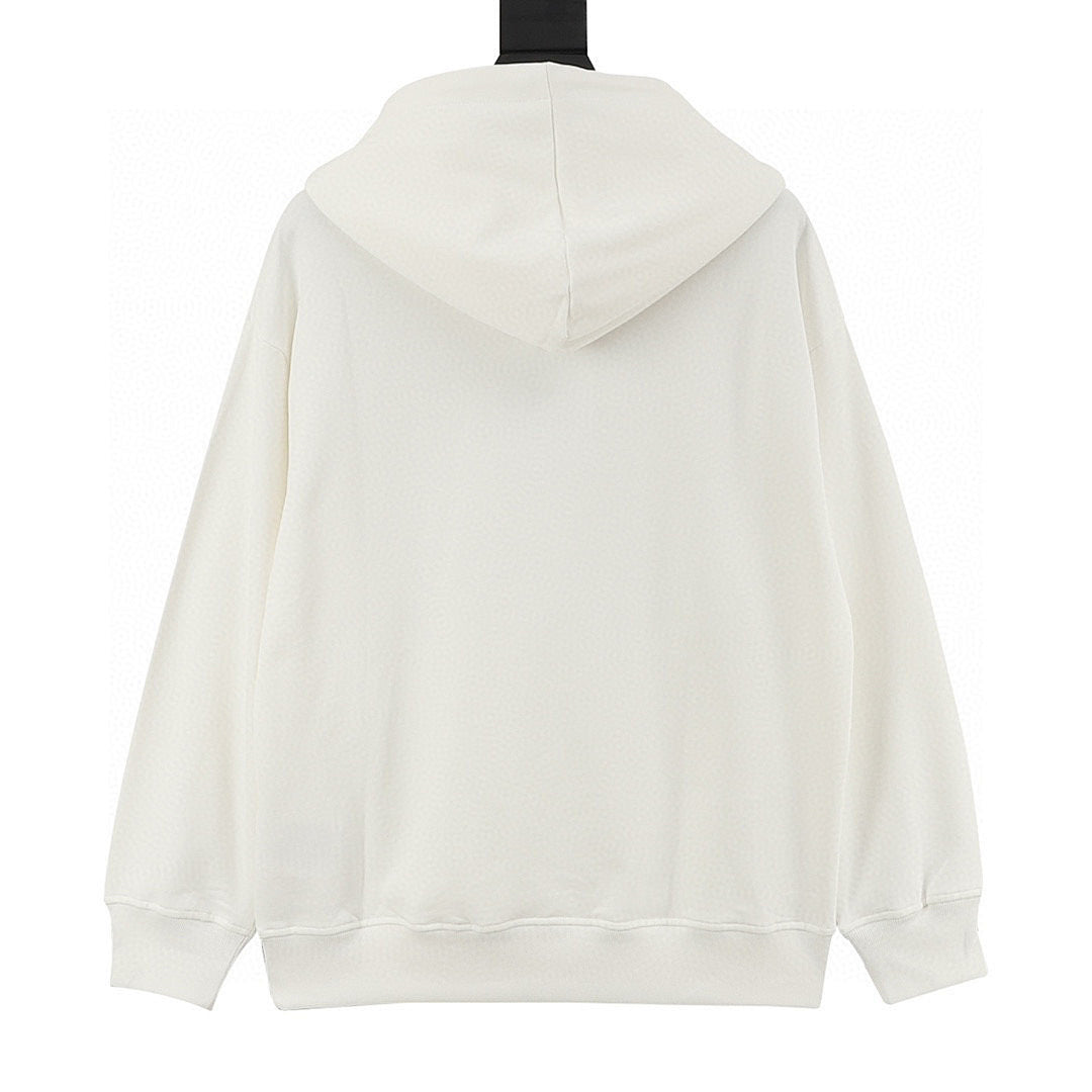 Moncler Chest-Logo Pullover Hoodie - Ivory - back view