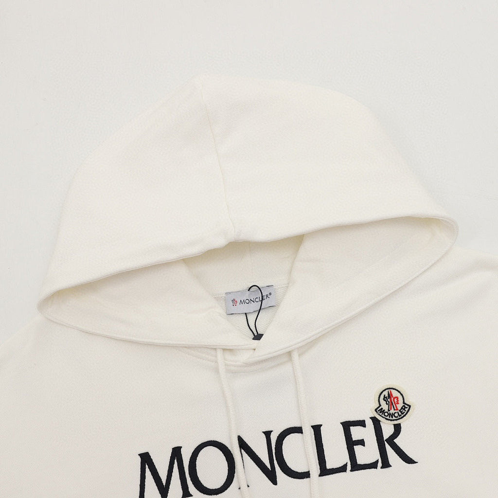 Moncler Chest-Logo Pullover Hoodie - Ivory - detail 1