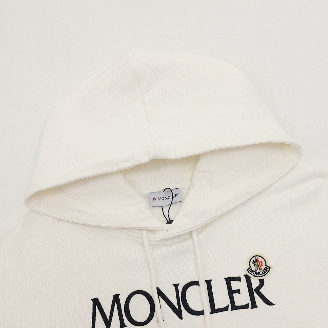 Moncler Chest-Logo Pullover Hoodie - Ivory - detail 1