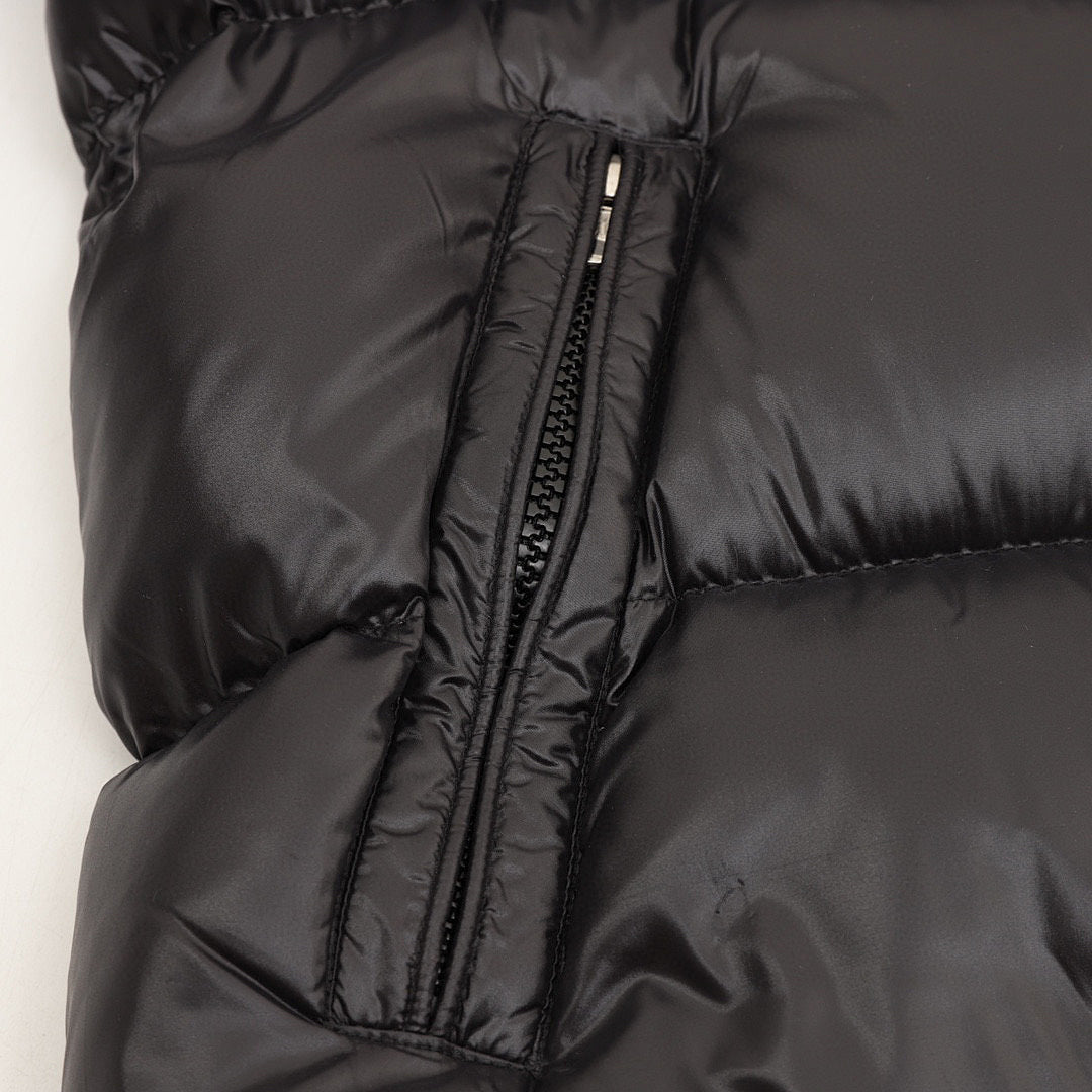 Moncler Maya Glossy Long Hooded Down Coat - Black - detail 3