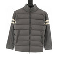 Moncler Men's Striped-Sleeve Padded Zip Cardigan - Gray - front view