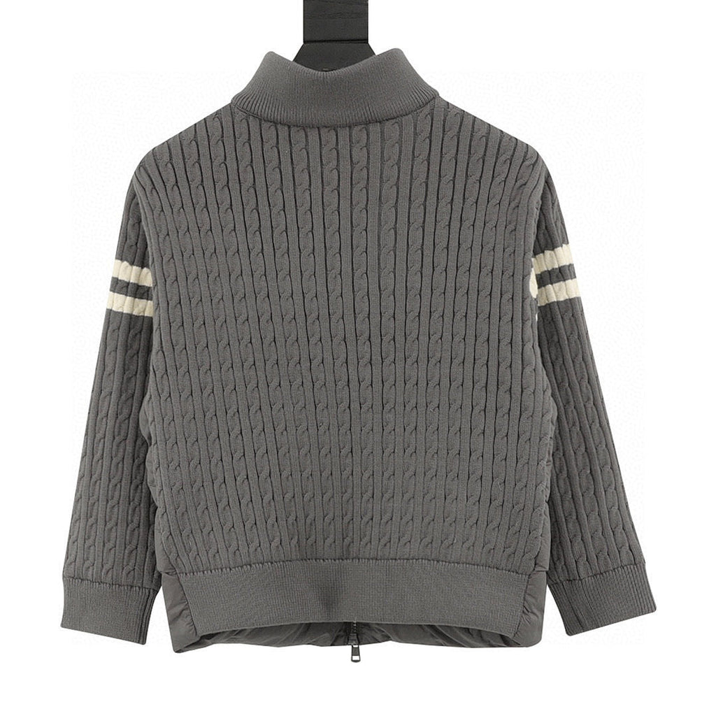 Moncler Men's Striped-Sleeve Padded Zip Cardigan - Gray - back view