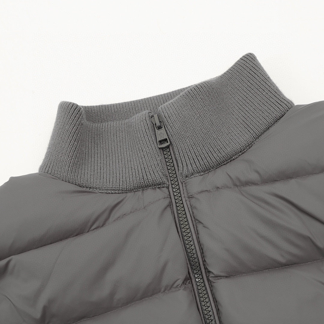 Moncler Men's Striped-Sleeve Padded Zip Cardigan - Gray - detail 1