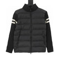 Moncler Men's Striped-Sleeve Padded Zip Cardigan - Black - front view