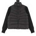 Moncler Chevron-Quilted Knit-Sleeve Jacket - Black - front view