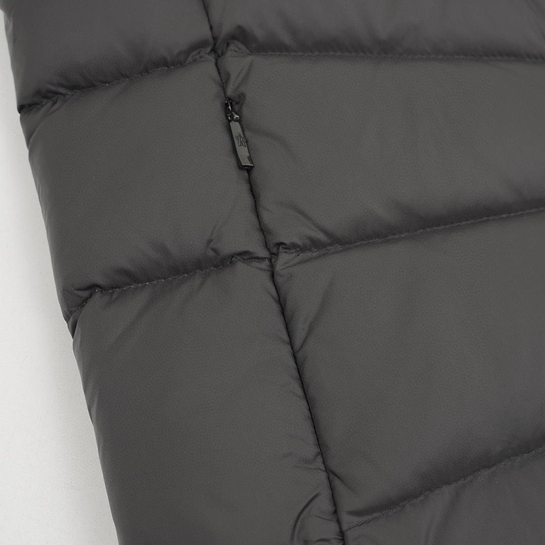 Moncler Chevron-Quilted Knit-Sleeve Jacket - Black - detail 2