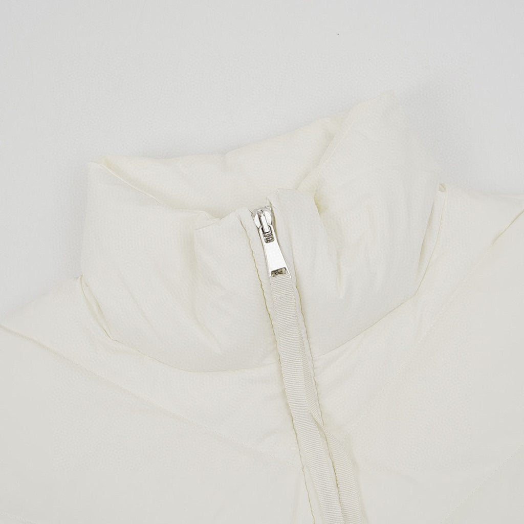 Moncler Chevron-Quilted Knit-Sleeve Jacket - Ivory - detail 1