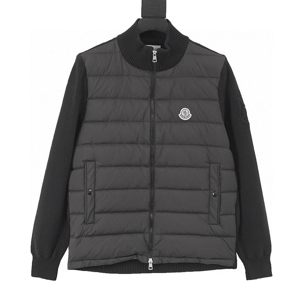 Moncler Quilted-Front Knit Zip Cardigan - Black - front view