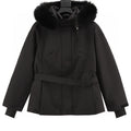 Moncler Bauges Belted Hooded Down Jacket - Black - front view
