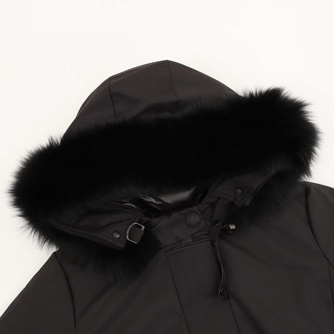 Moncler Bauges Belted Hooded Down Jacket - Black - detail 1