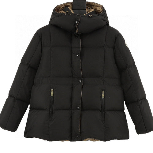 Moncler Agneux Women's Fitted Hooded Down Jacket - Black - front view