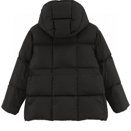 Moncler Agneux Women's Fitted Hooded Down Jacket - Black - back view