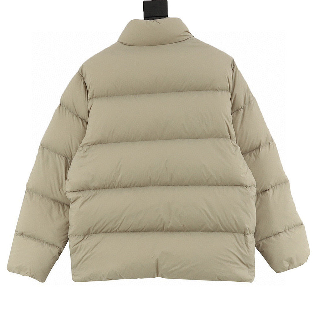 Moncler Matte Stand-Collar Down Jacket - Beige - back view