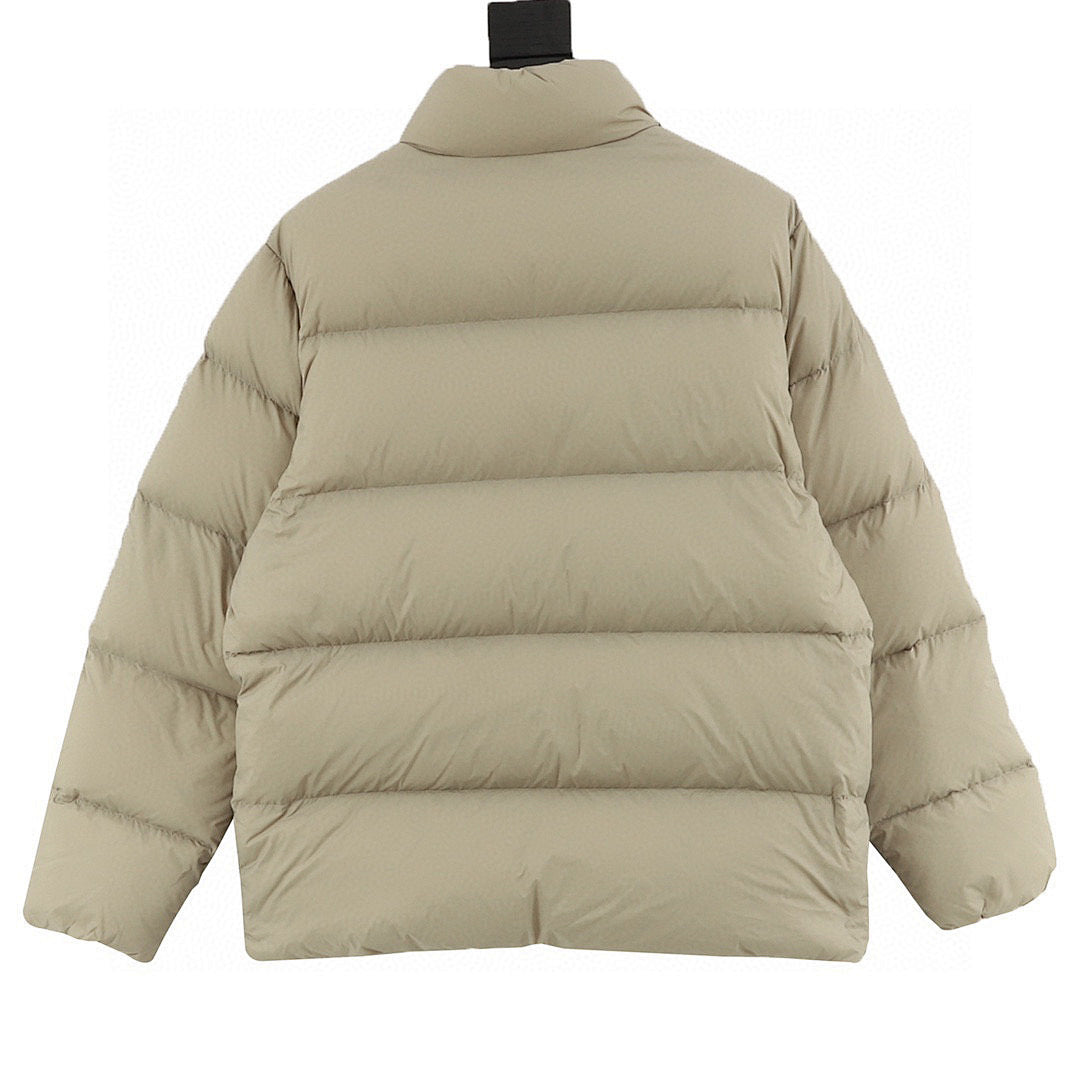 Moncler Matte Stand-Collar Down Jacket - Beige - back view