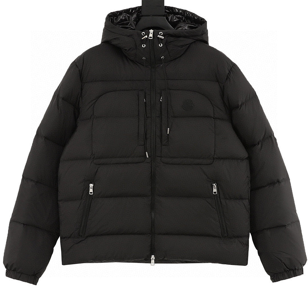Moncler Twin-Zip Pocket Hooded Down Jacket - Black - front view