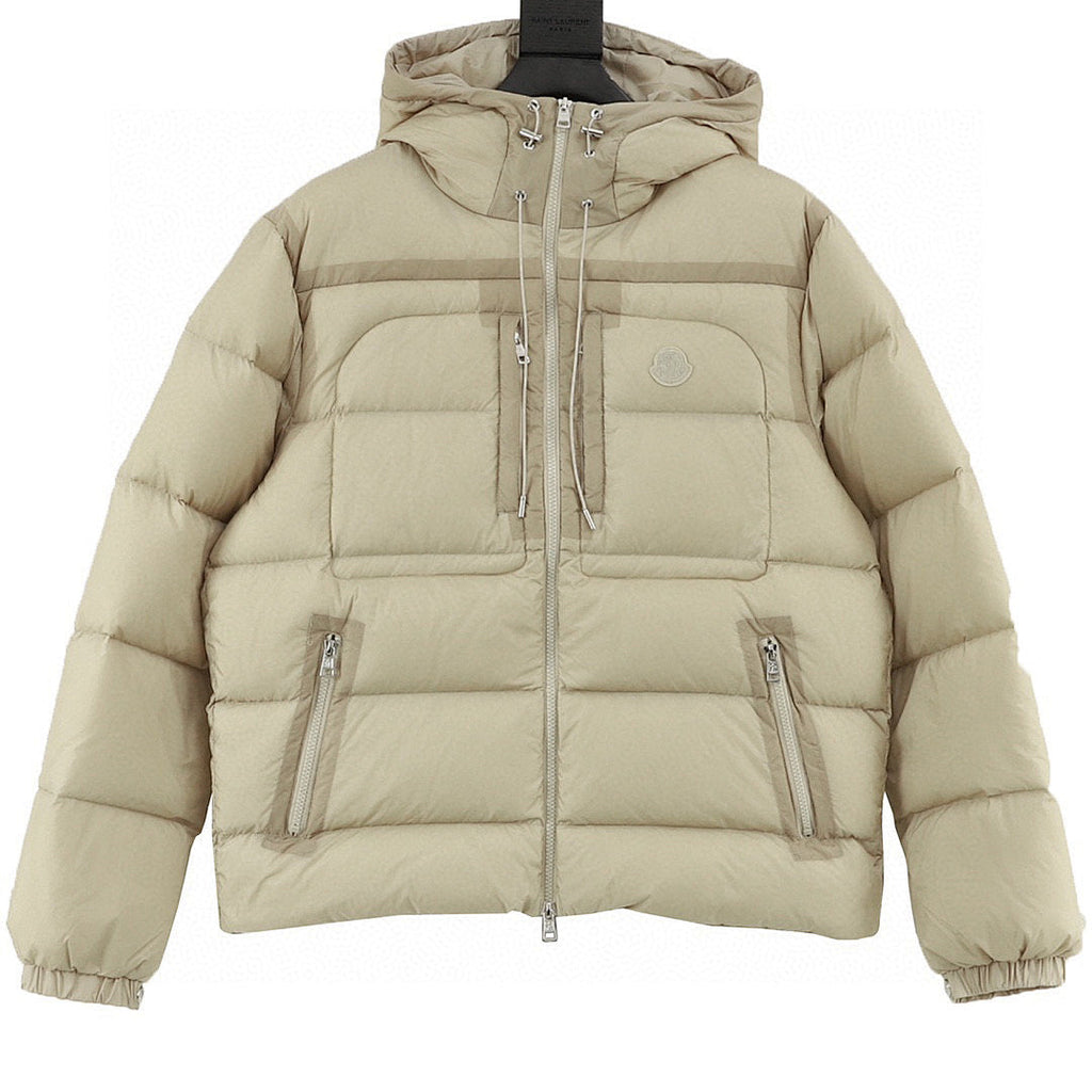 Moncler Twin-Zip Pocket Hooded Down Jacket - Beige - front view