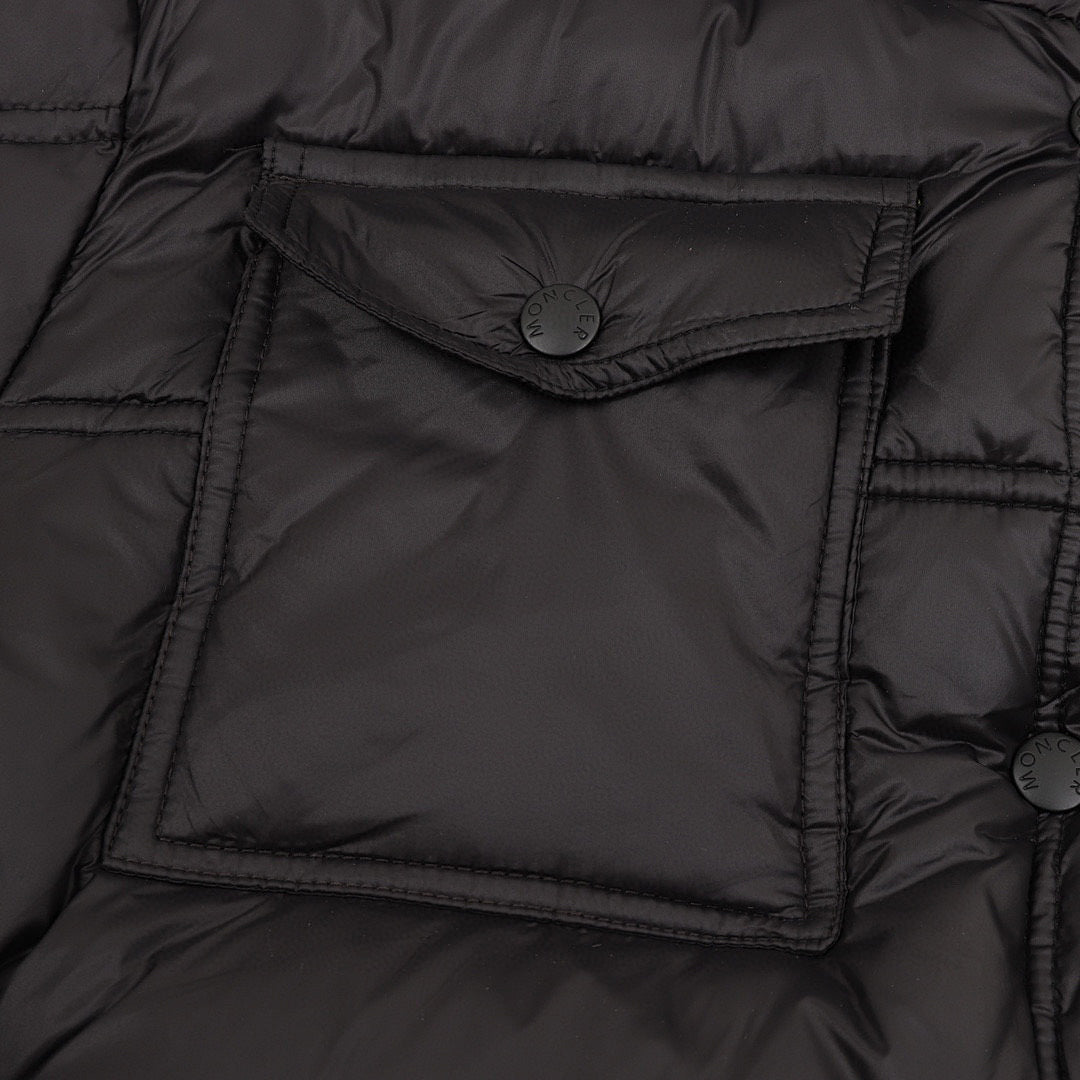Moncler Women's Box-Quilted Hooded Down Jacket - Black - detail 2