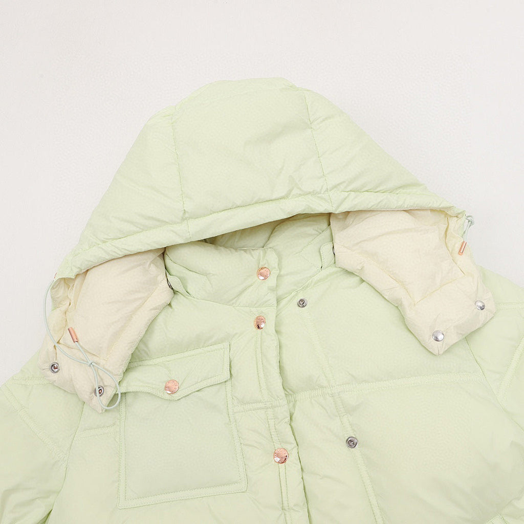 Moncler Women's Box-Quilted Hooded Down Jacket - Pale Green - detail 1