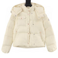 Moncler Women's Box-Quilted Hooded Down Jacket - Ivory - front view