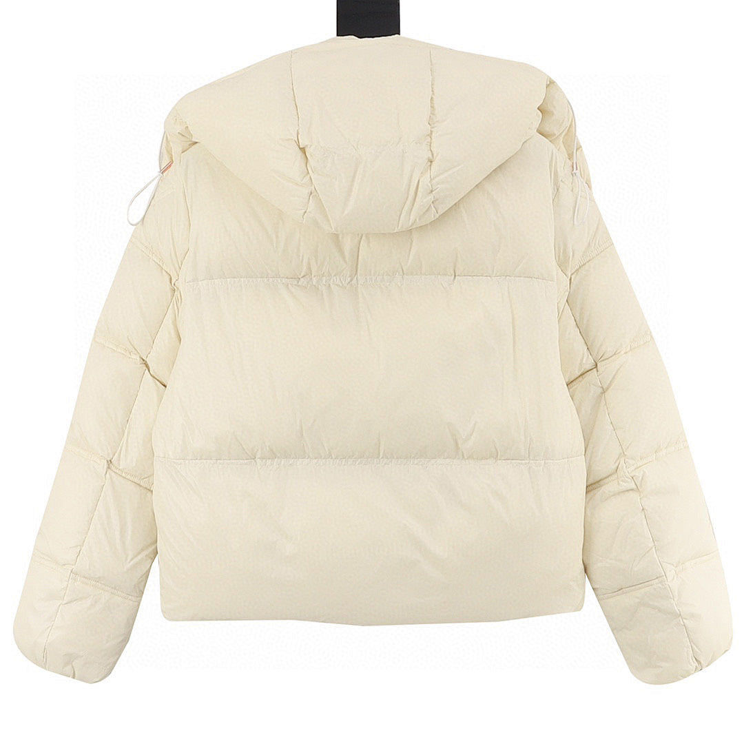 Moncler Women's Box-Quilted Hooded Down Jacket - Ivory - back view